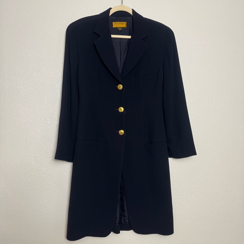 Donna Karan Longline Blazer Gold Buttons‎